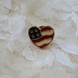 Gold and Red Heart-Shaped Flag Brooch